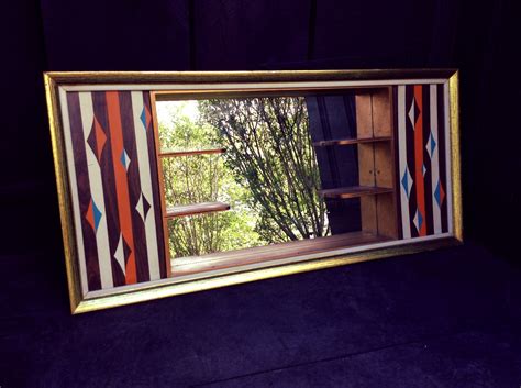 metal shadow box mirror|1950s shadow box mirror.